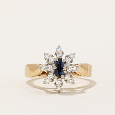 Diamond Halo & Sapphire Cocktail Ring | 0.36ctw, 0.17ct | SZ 6.5 |