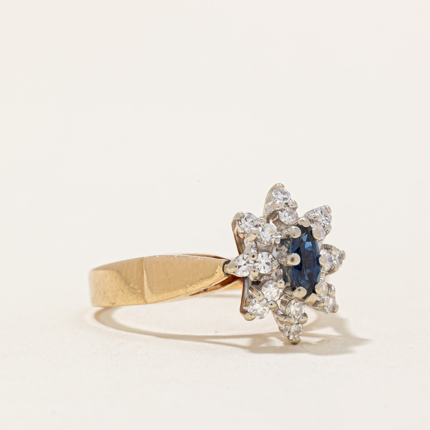 Diamond Halo & Sapphire Cocktail Ring | 0.36ctw, 0.17ct | SZ 6.5 |