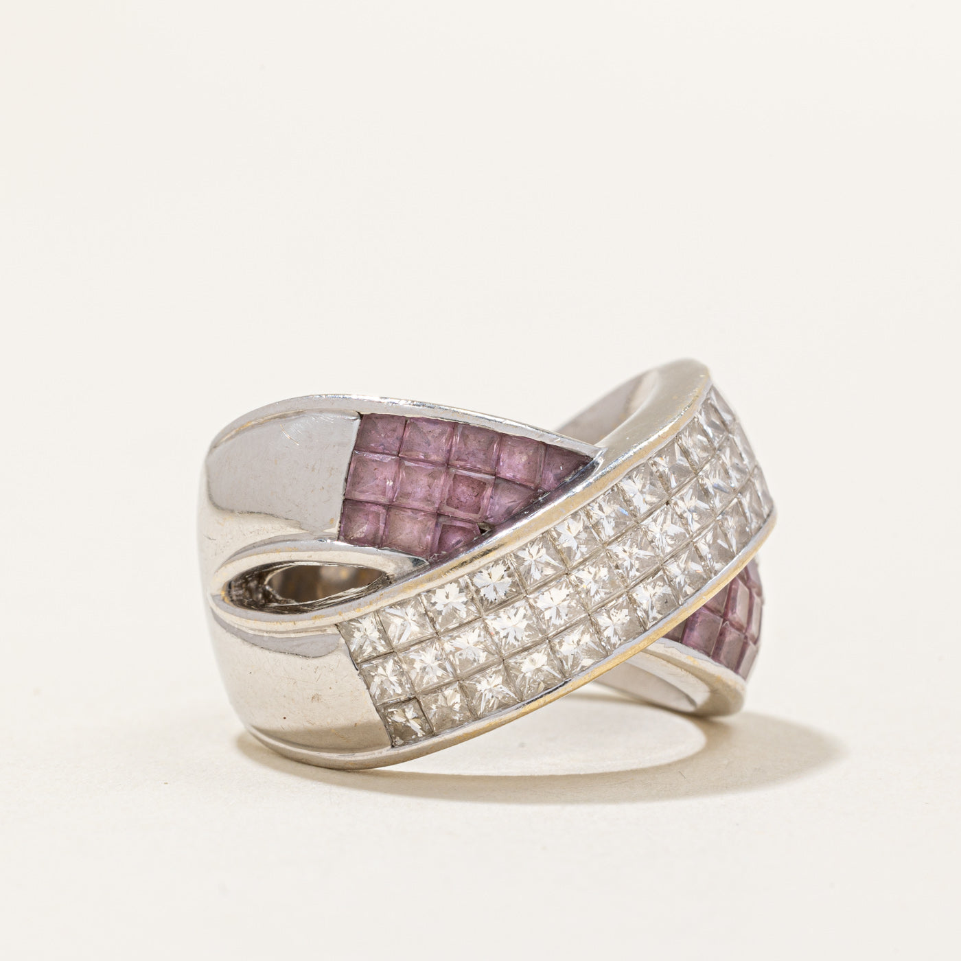 Princess Cut Diamond & Pink Sapphire Ring | 2.00ctw, 1.20ctw | SZ 9.25 |