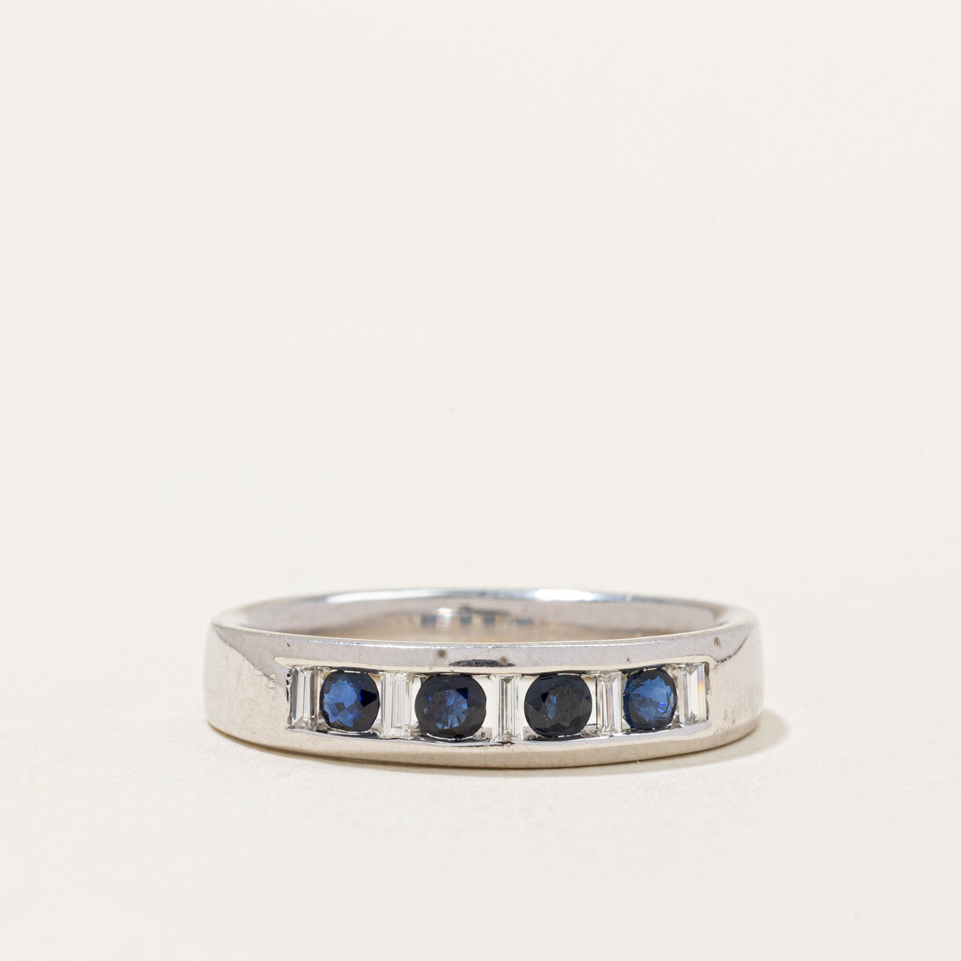 Channel Set Sapphire & Diamond Ring | 0.40ctw, 0.10ctw | SZ 7.5 |