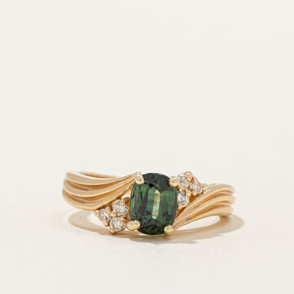 Green Sapphire & Diamond Cocktail Ring | 1.40ct, 0.12ctw | SZ 7.25 |