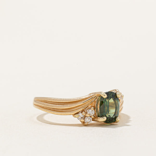 Green Sapphire & Diamond Cocktail Ring | 1.40ct, 0.12ctw | SZ 7.25 |