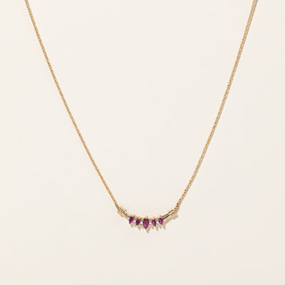Ruby & Diamond Scoop Pendant Necklace | 0.50ctw, 0.08ctw | 17
