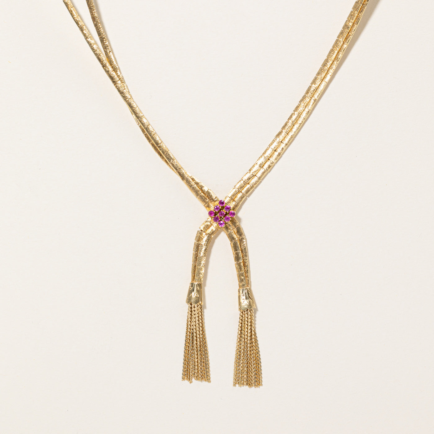 Ruby Pendant & Tassel Necklace | 0.36ctw | 17" |