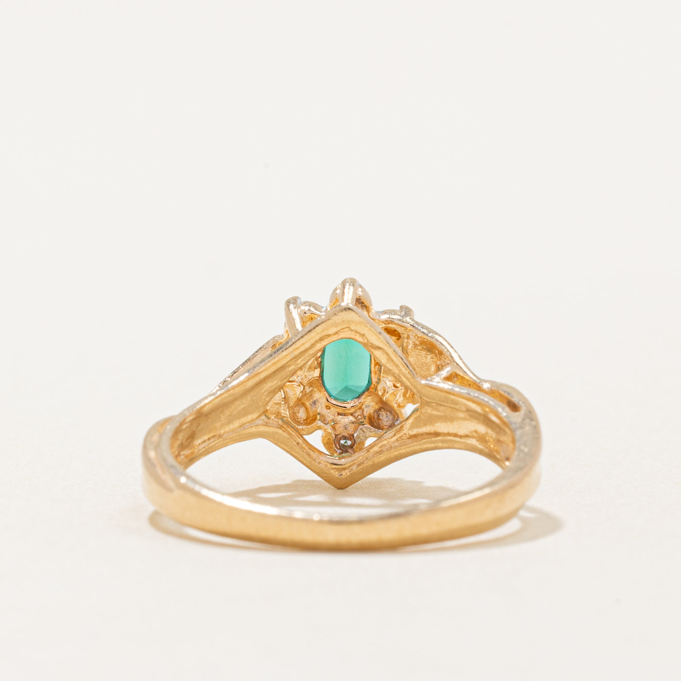 Synthetic Emerald & Natural Diamond Ring | 0.15ct, 0.02ctw | SZ 4 |