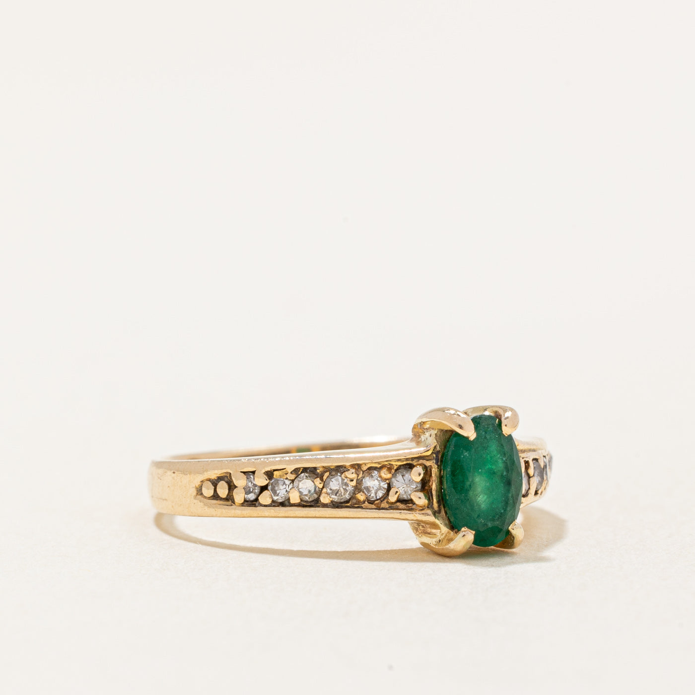 Emerald & Diamond Ring | 0.35ct, 0.09ctw | SZ 6 |