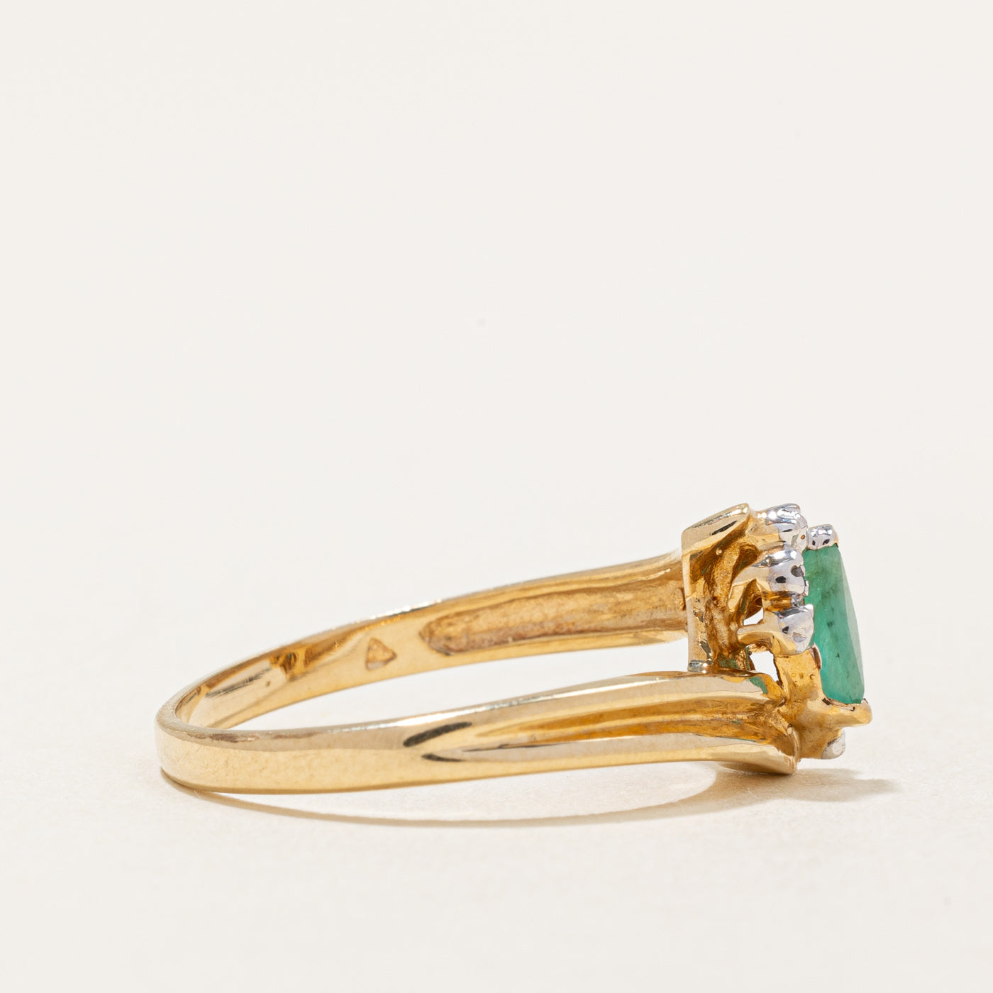 Emerald & Diamond Bypass Ring | 0.16ct, 0.01ctw | SZ 6.75 |