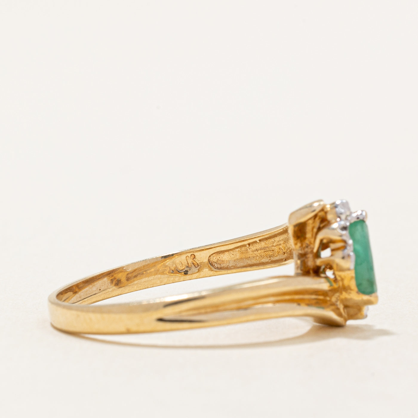 Emerald & Diamond Bypass Ring | 0.16ct, 0.01ctw | SZ 6.75 |