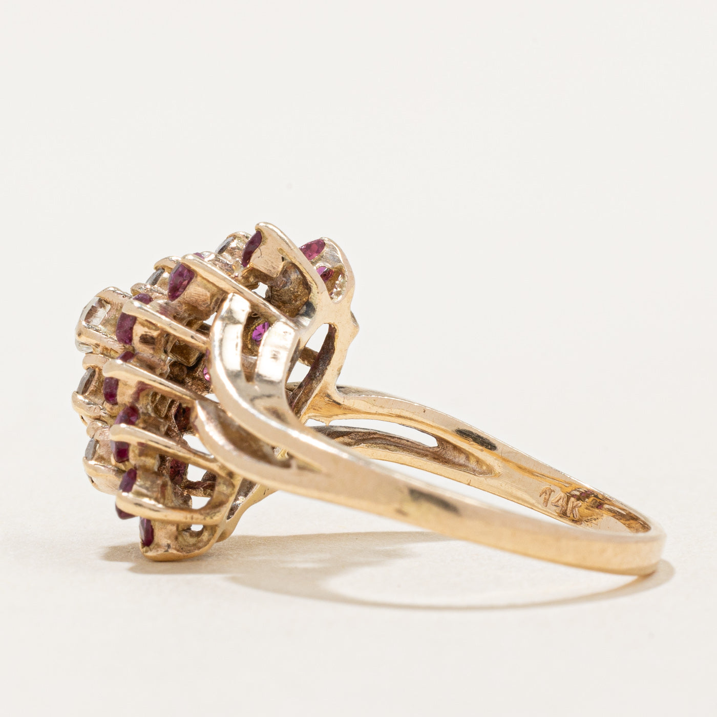 Ruby & Diamond Waterfall Ring | 0.80ctw, 0.25ctw | SZ 5.75 |