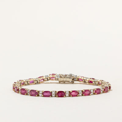 Ruby & Diamond Tennis Bracelet | 11.00ctw, 0.84ctw | 7.25