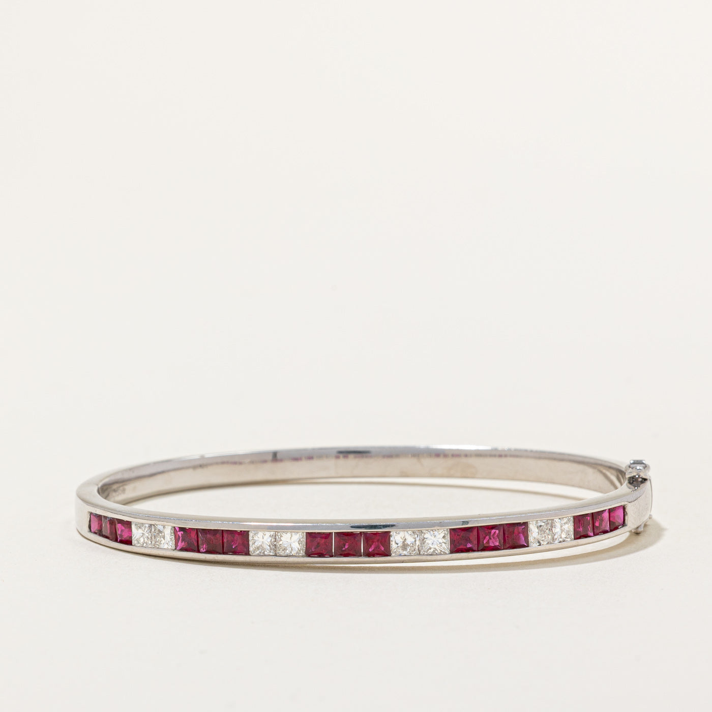 Princess Cut Ruby & Diamond Bracelet | 2.50ctw, 1.20ctw | 7" |