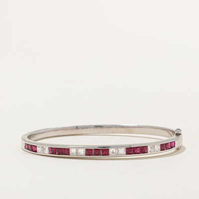 Princess Cut Ruby & Diamond Bracelet | 2.50ctw, 1.20ctw | 7