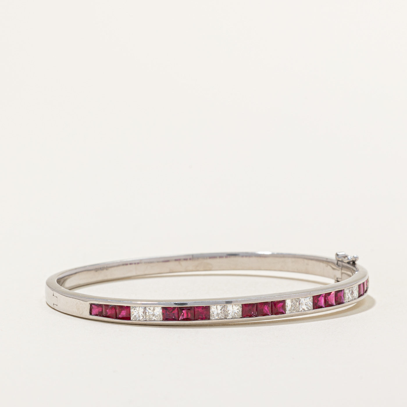 Princess Cut Ruby & Diamond Bracelet | 2.50ctw, 1.20ctw | 7" |