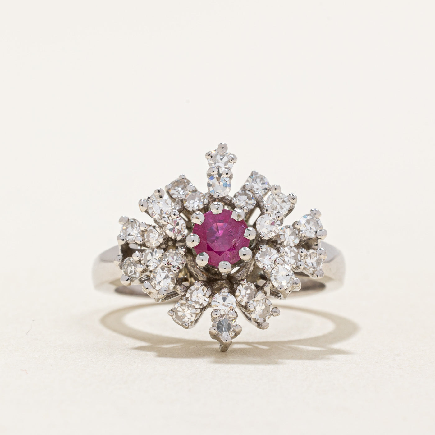 Diamond & Synthetic Ruby Cocktail Ring | 0.62ctw, 0.30ct | SZ 5 |