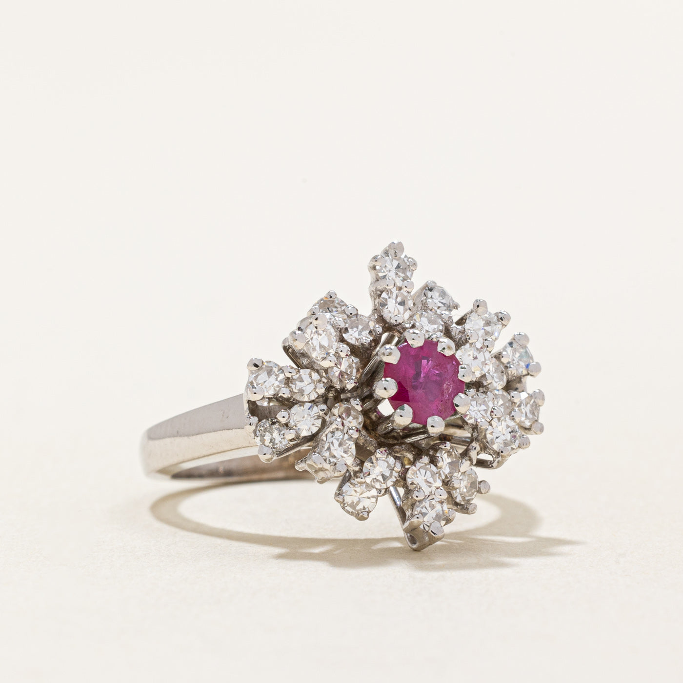 Diamond & Synthetic Ruby Cocktail Ring | 0.62ctw, 0.30ct | SZ 5 |
