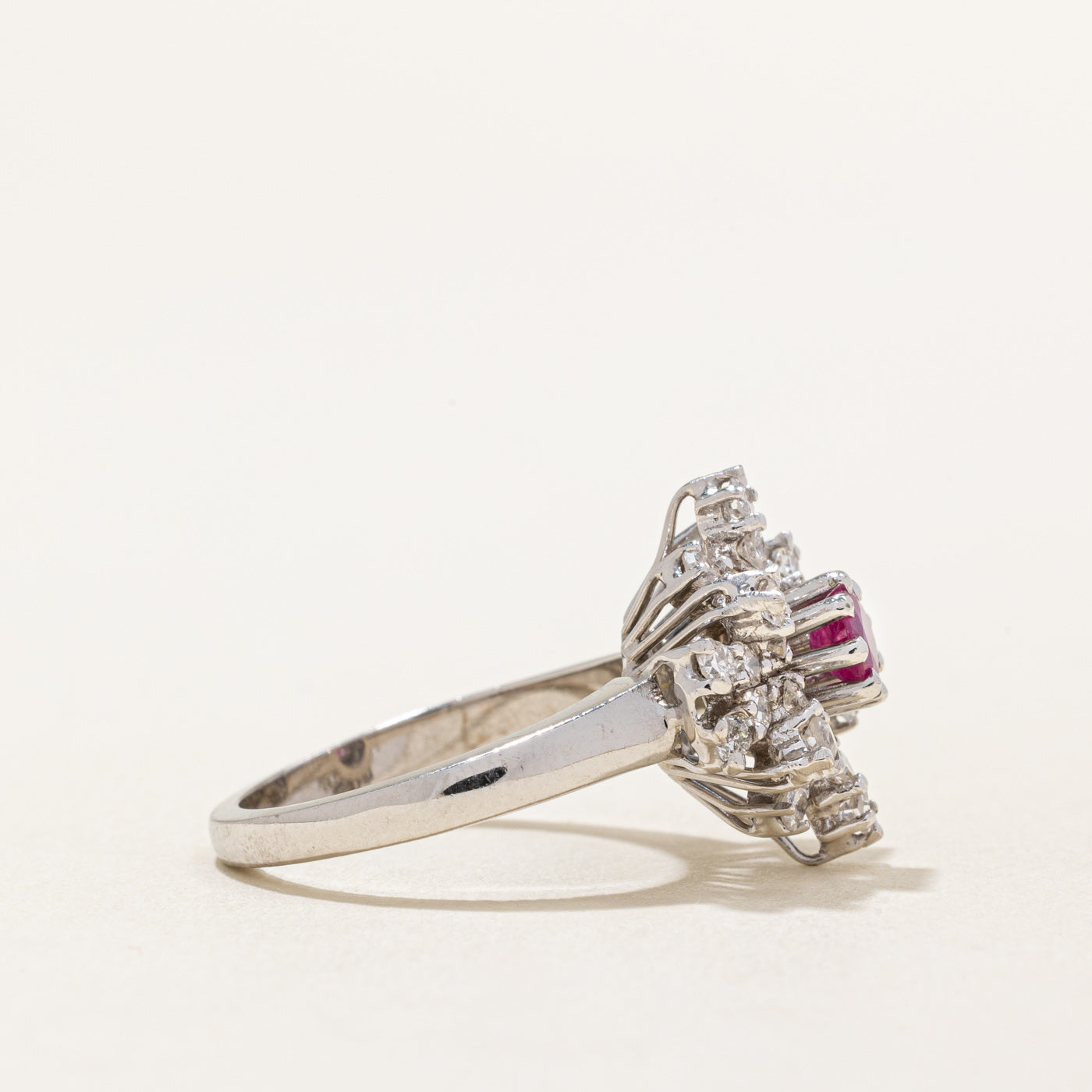 Diamond & Synthetic Ruby Cocktail Ring | 0.62ctw, 0.30ct | SZ 5 |