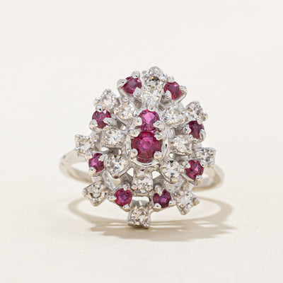 Ruby & Diamond Cocktail Ring | 0.50ctw, 0.48ctw | SZ 7.75 |