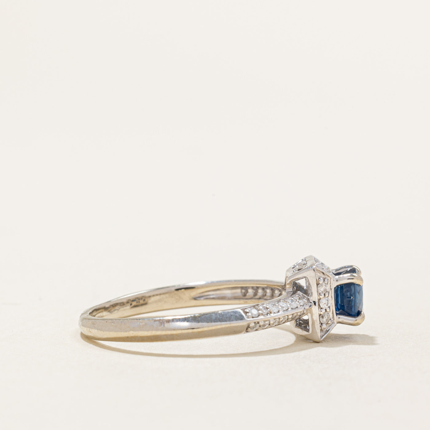 Sapphire & Diamond Square Face Ring | 0.80ct, 0.24ctw | SZ 9.5 |