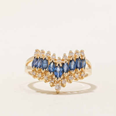 Sapphire & Diamond Chevron Ring | 0.63ctw, 0.20ctw | SZ 8 |