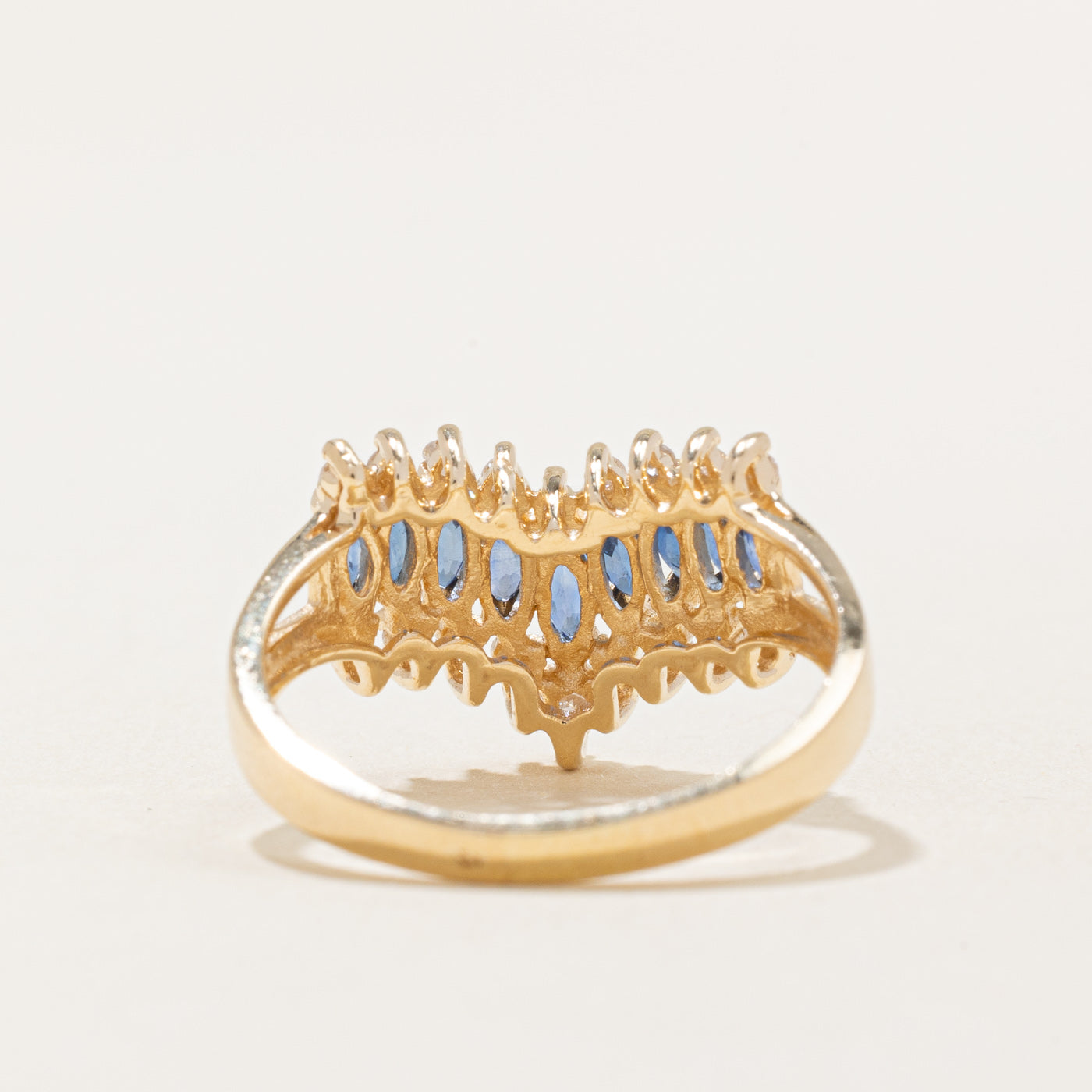 Sapphire & Diamond Chevron Ring | 0.63ctw, 0.20ctw | SZ 8 |