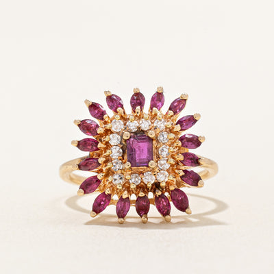 Ruby & Diamond Cocktail Ring | 1.20ctw, 0.16ctw | SZ 6.75 |