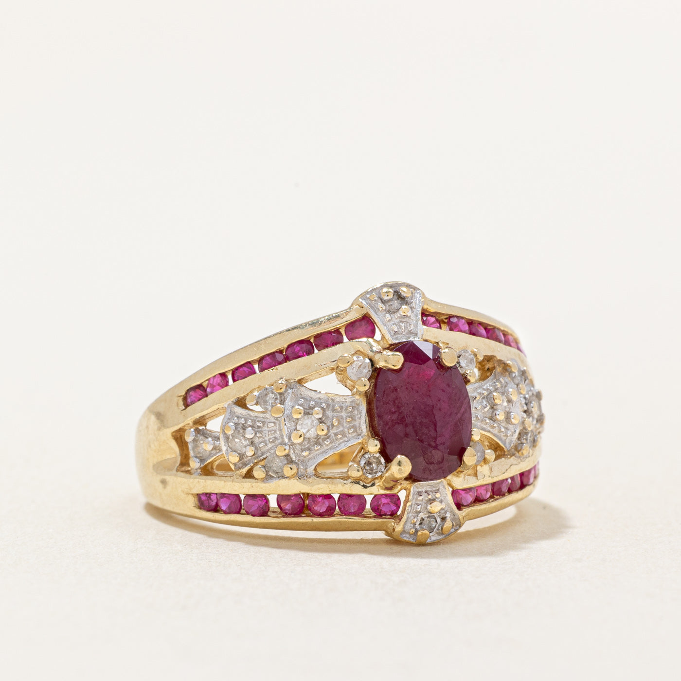 Ruby & Diamond Cocktail Ring | 1.30ctw, 0.14ctw | SZ 7 |