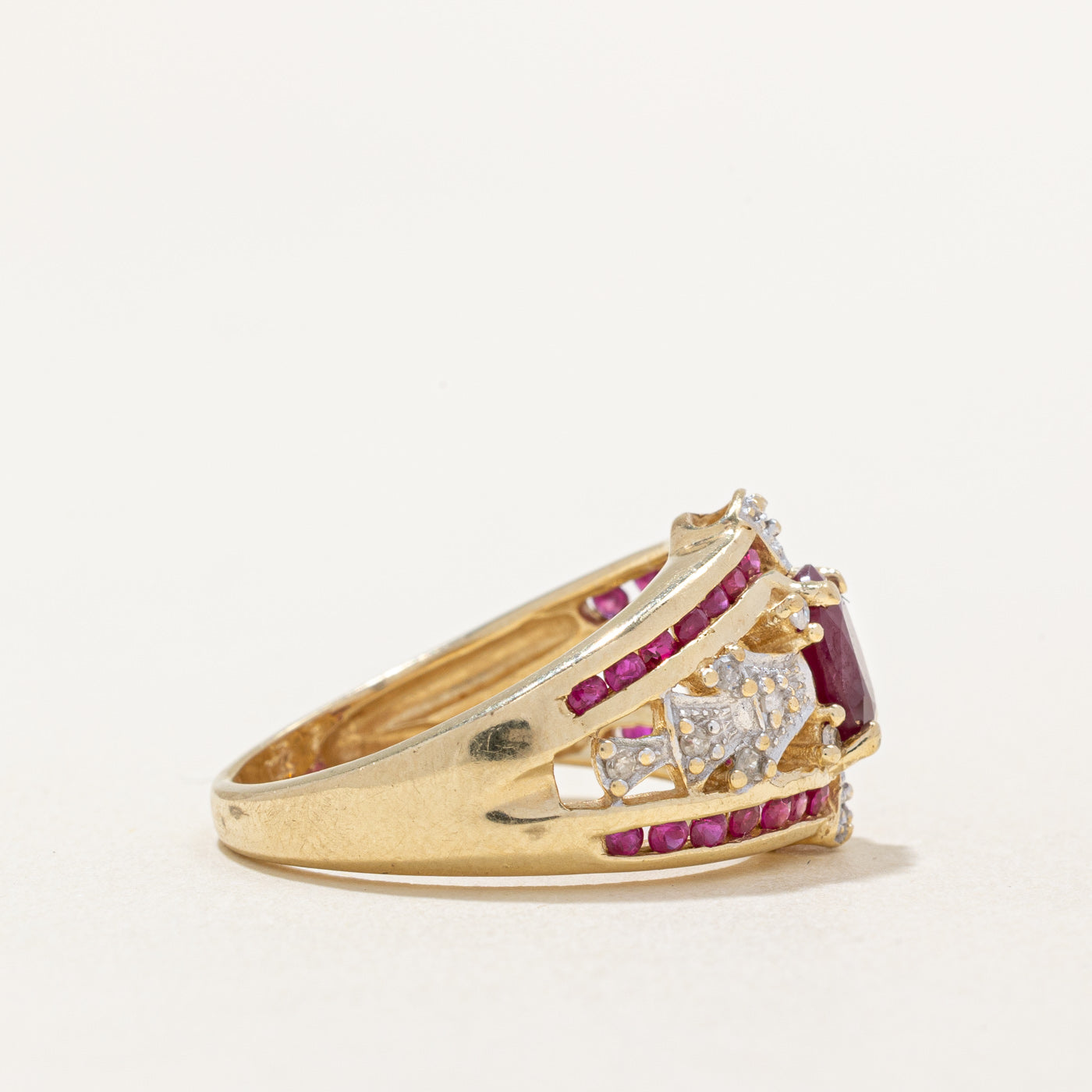 Ruby & Diamond Cocktail Ring | 1.30ctw, 0.14ctw | SZ 7 |