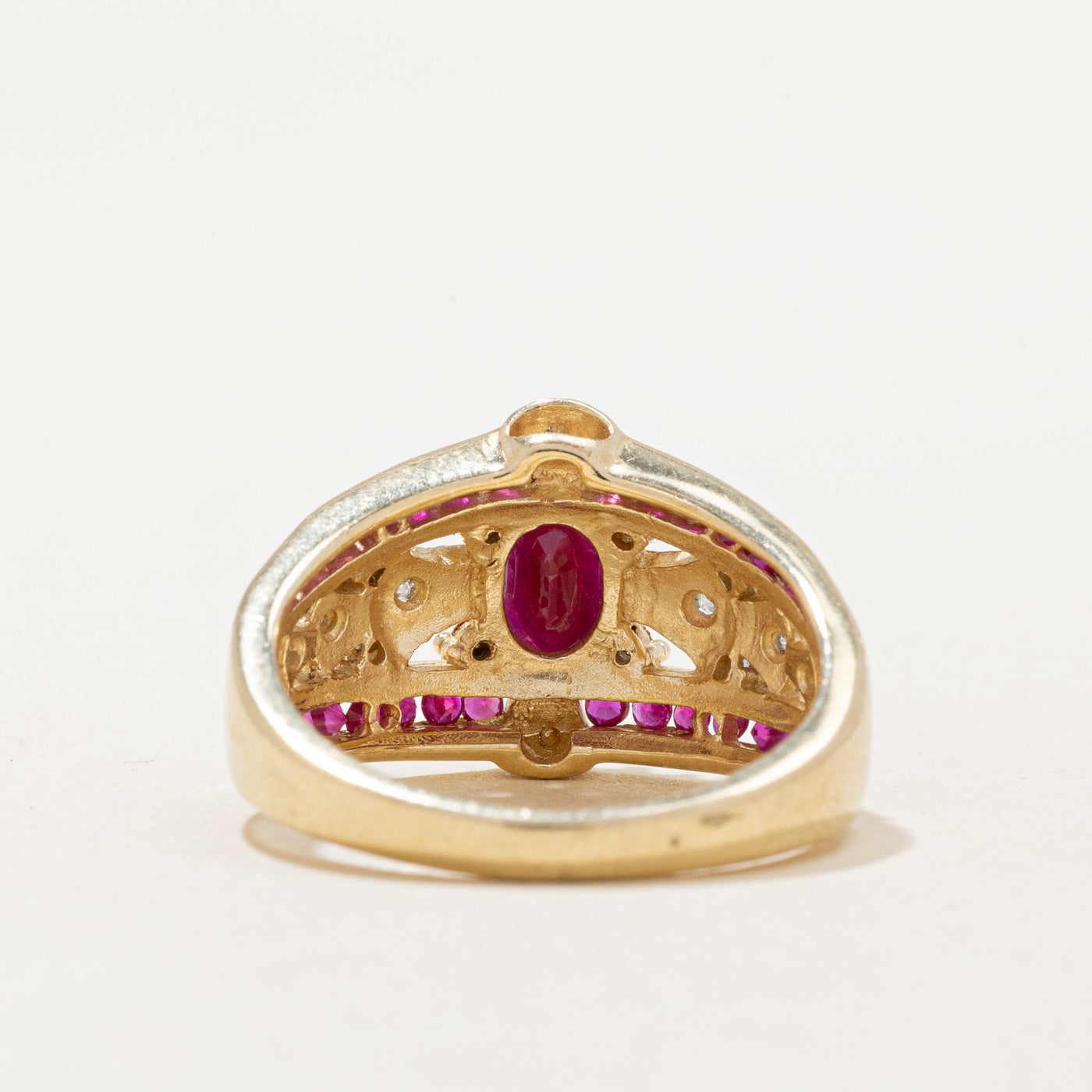 Ruby & Diamond Cocktail Ring | 1.30ctw, 0.14ctw | SZ 7 |
