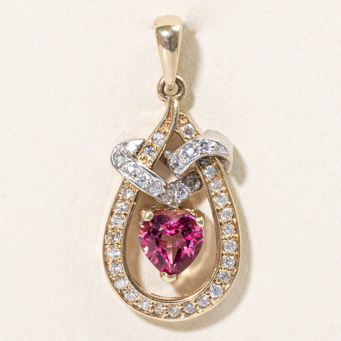 Pink Topaz Heart & Diamond Pendant | 0.50ct, 0.18ctw |