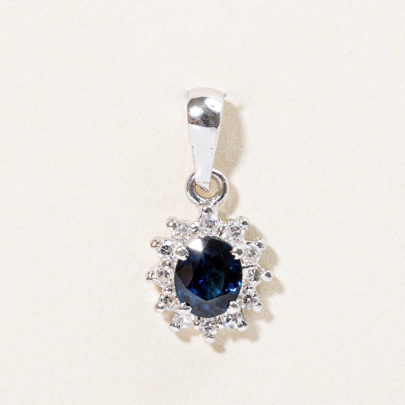 Sapphire & Diamond Halo Pendant | 0.40ct, 0.06ctw |
