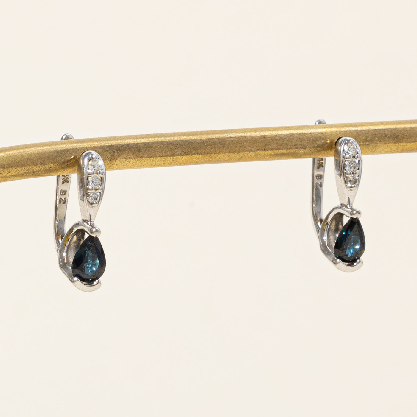 Sapphire & Diamond Huggie Earrings | 1.00ctw, 0.12ctw |