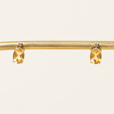 Citrine & Diamond Earrings | 1.20ctw, 0.01ctw |