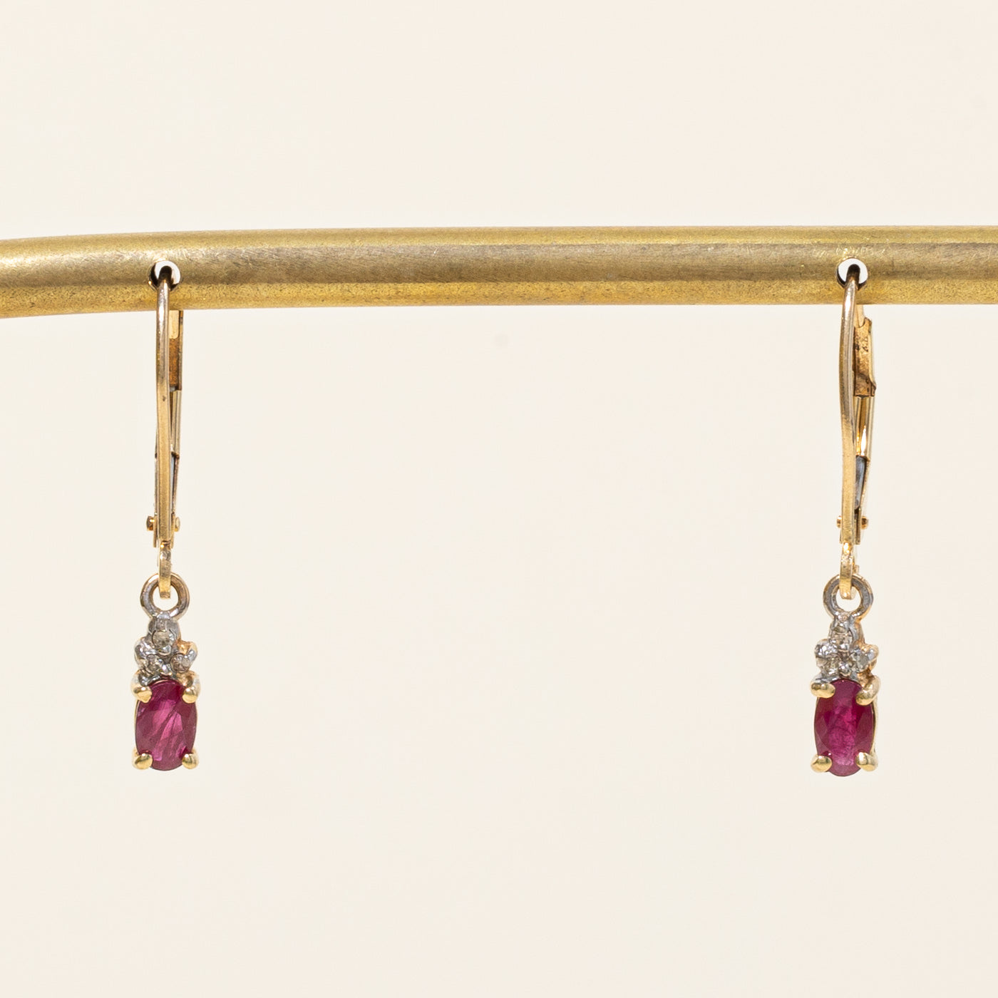 Ruby & Diamond Drop Earrings | 0.50ctw, 0.03ctw |