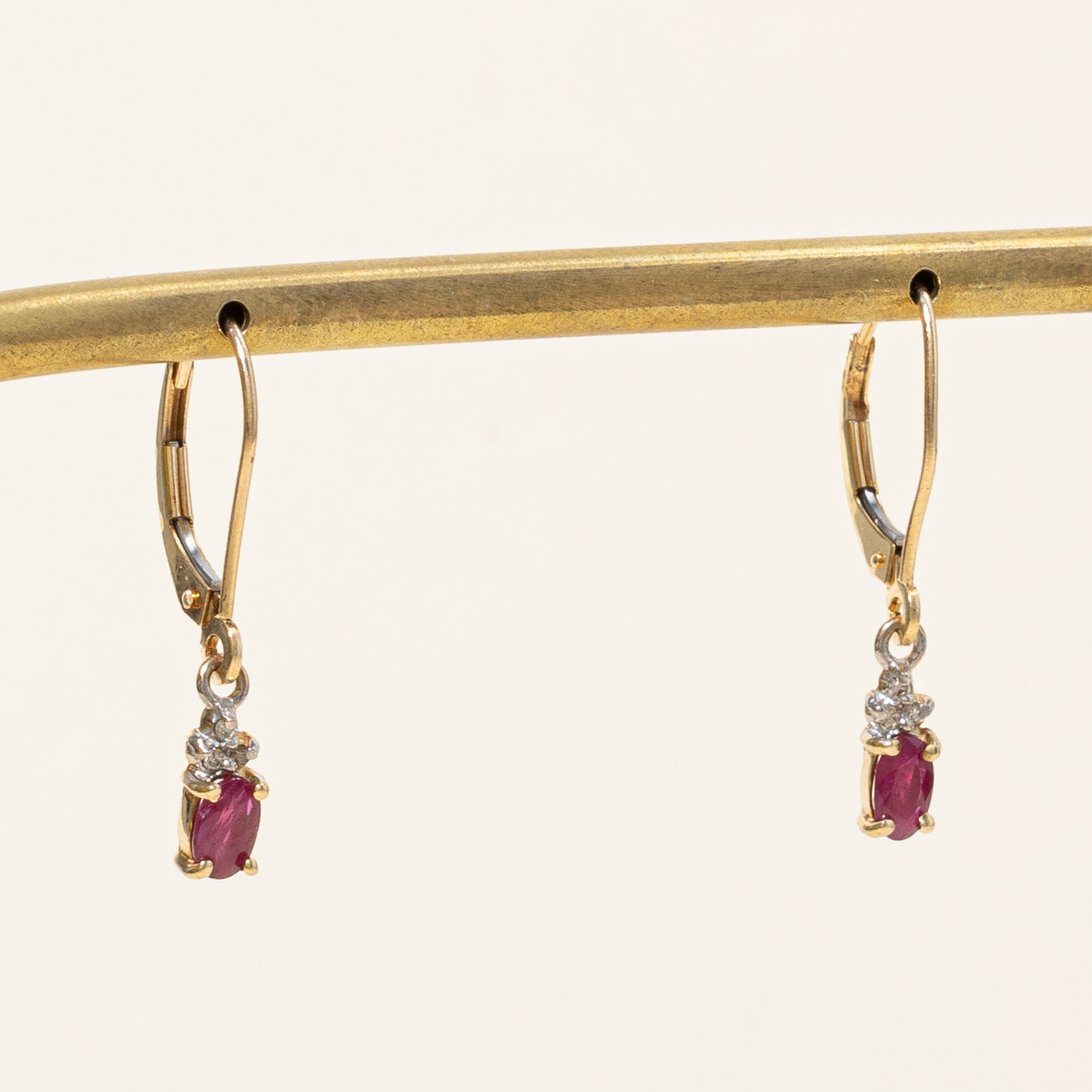 Ruby & Diamond Drop Earrings | 0.50ctw, 0.03ctw |