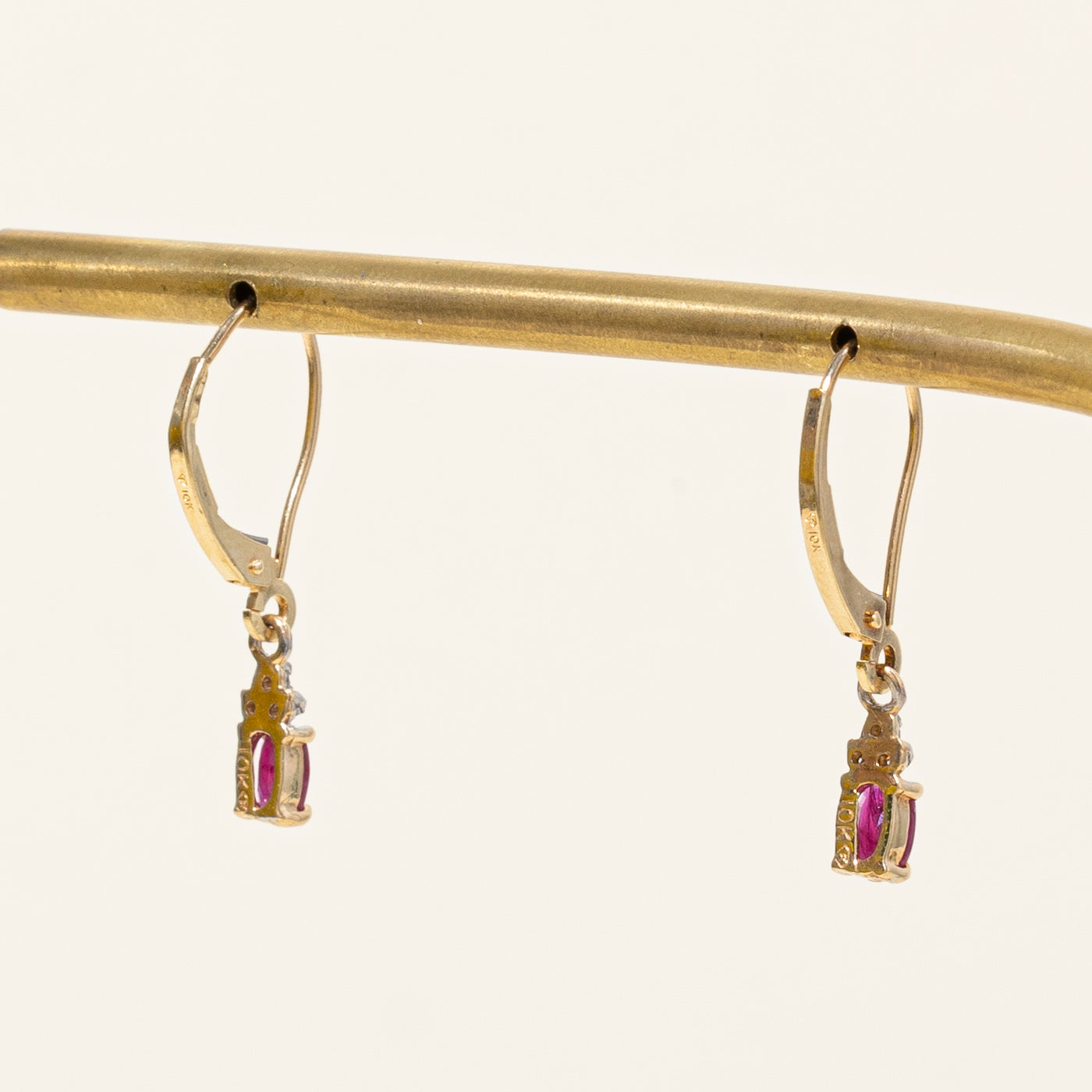 Ruby & Diamond Drop Earrings | 0.50ctw, 0.03ctw |