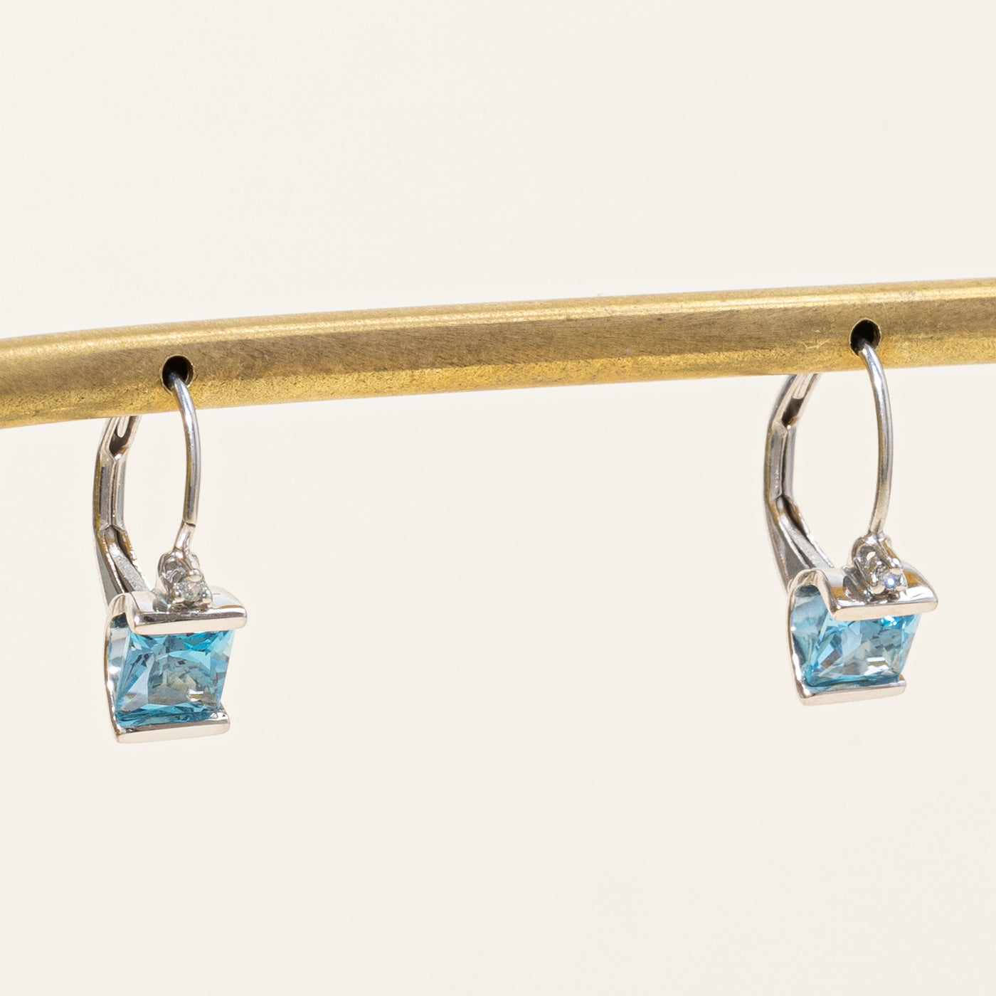 Blue Topaz & Diamond Huggie Earrings | 1.60ctw, 0.02ctw |