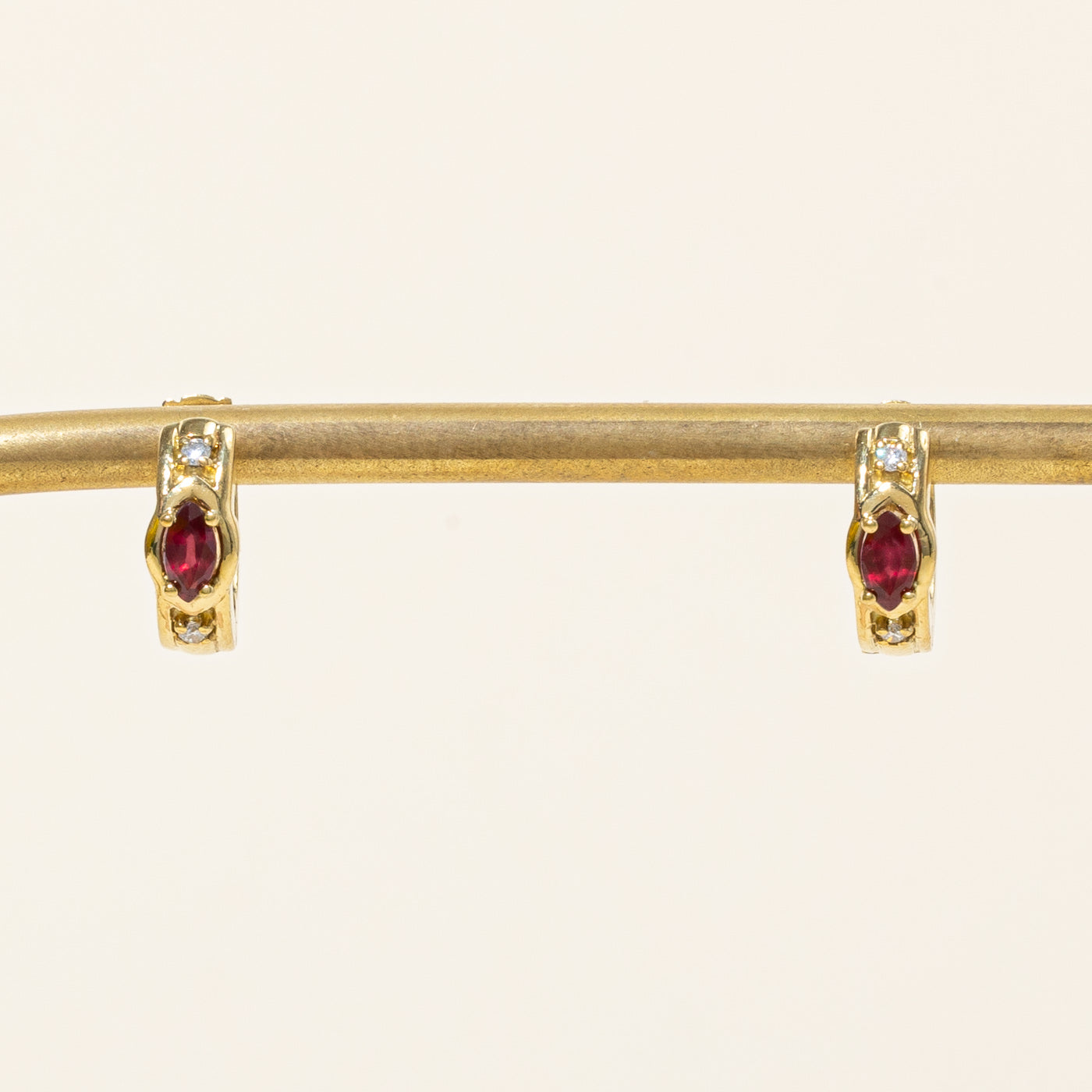 Ruby & Diamond Hoop Earrings | 0.32ctw, 0.04ctw |