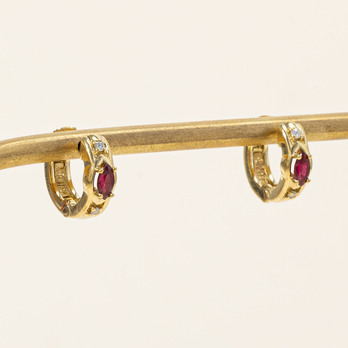 Ruby & Diamond Hoop Earrings | 0.32ctw, 0.04ctw |