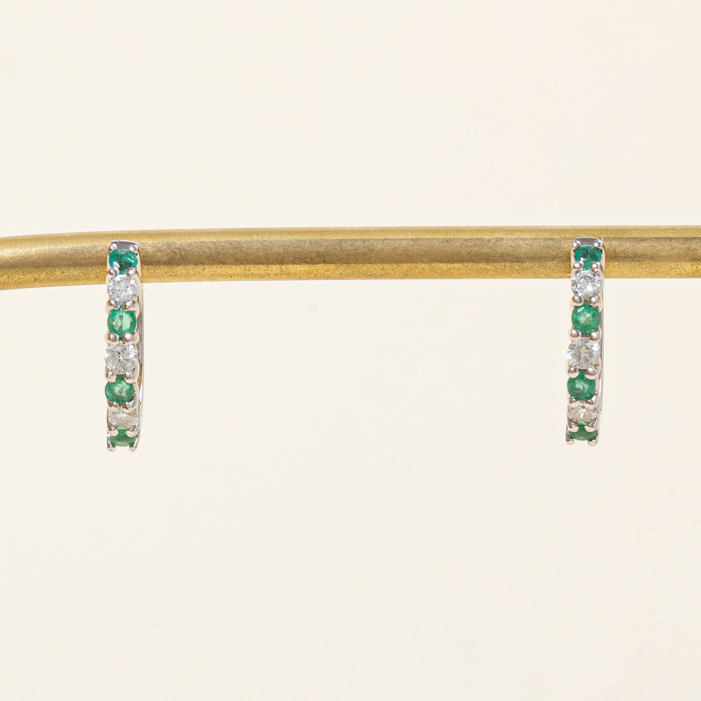 Emerald & Diamond Huggie Earrings | 0.28ctw, 0.24ctw |