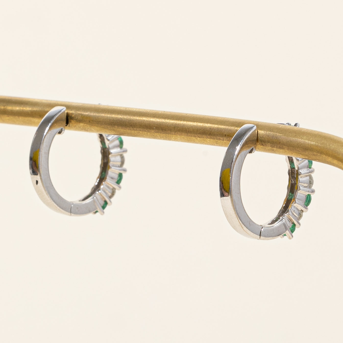 Emerald & Diamond Huggie Earrings | 0.28ctw, 0.24ctw |