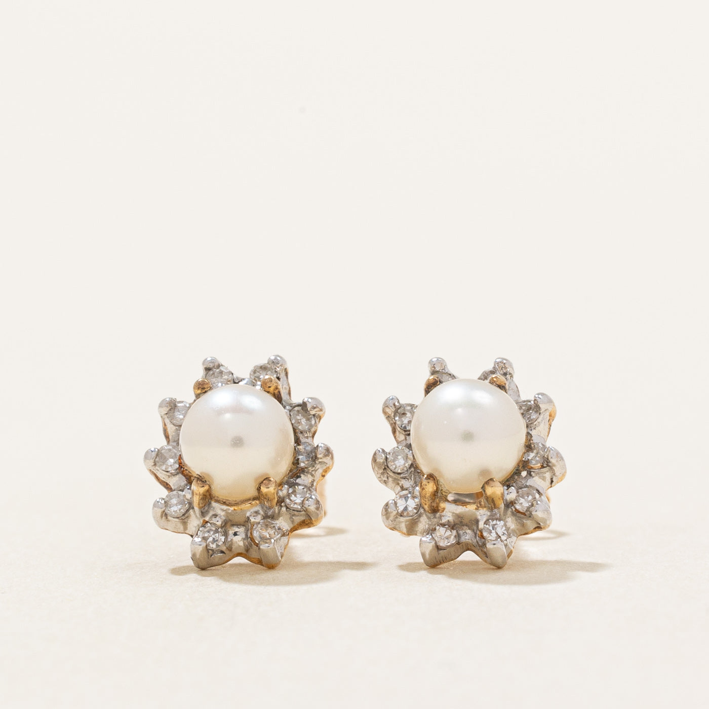 Boucles d'oreilles halo perles et diamants | 1,00 ct, 0,10 ct | 