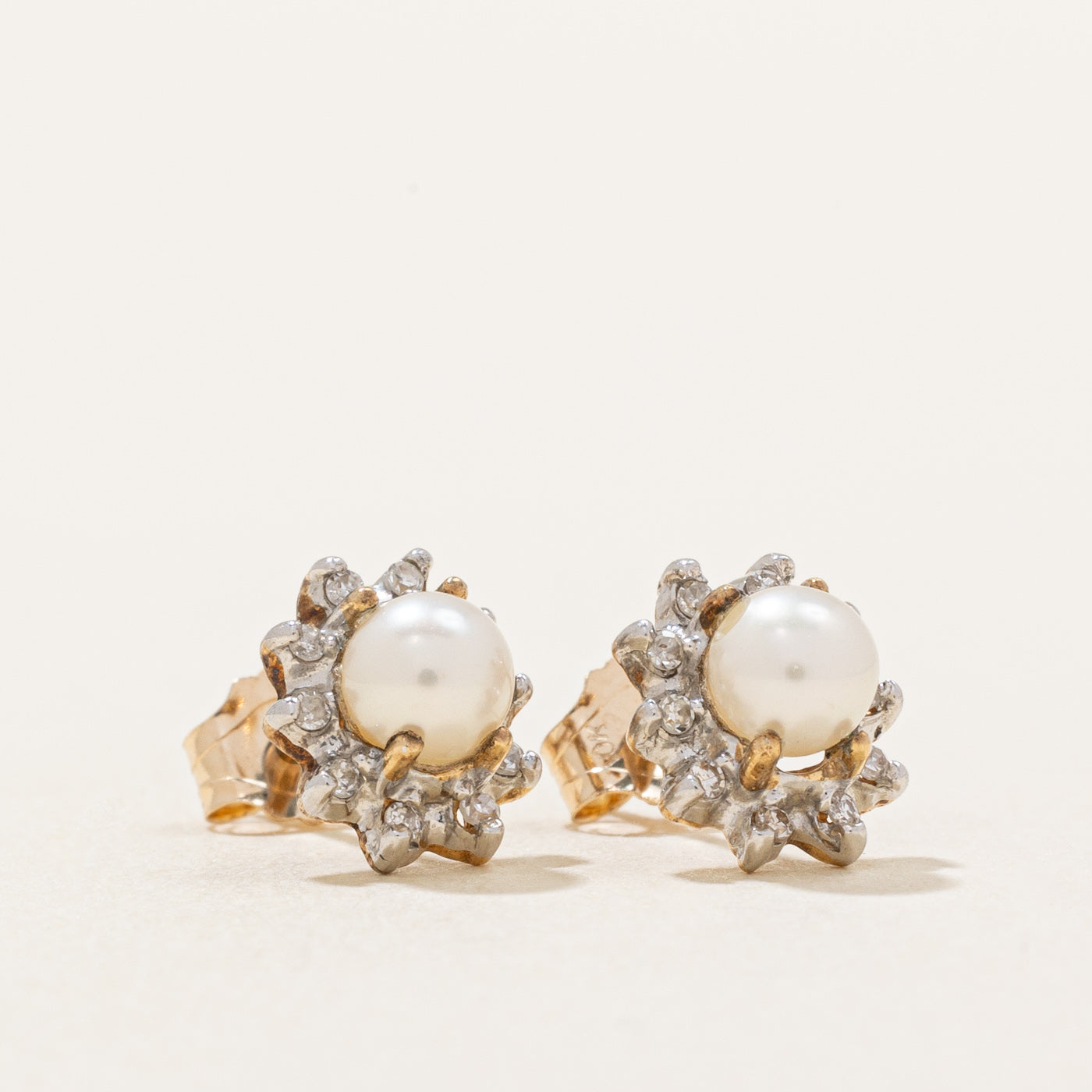 Boucles d'oreilles halo perles et diamants | 1,00 ct, 0,10 ct | 