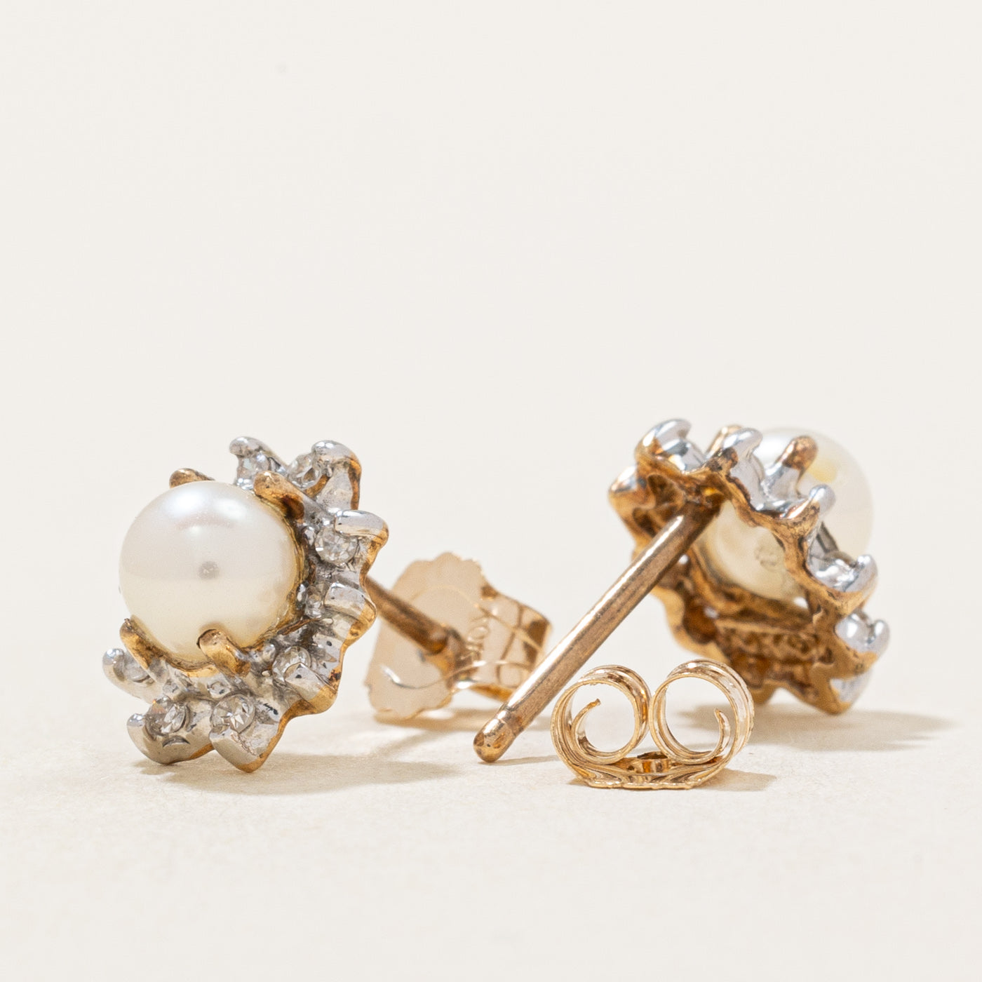 Boucles d'oreilles halo perles et diamants | 1,00 ct, 0,10 ct | 