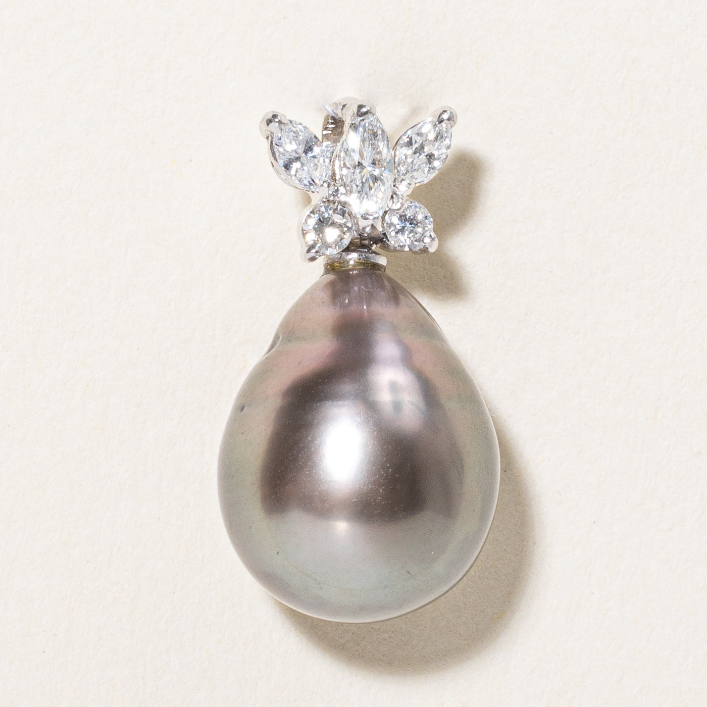 Tahitian Pearl & Diamond Drop Pendant | 0.20ctw |