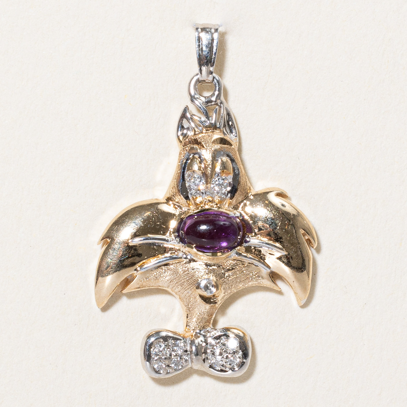 Amethyst & Diamond Sylvester the Cat Pendant | 0.25ct, 0.06ctw |