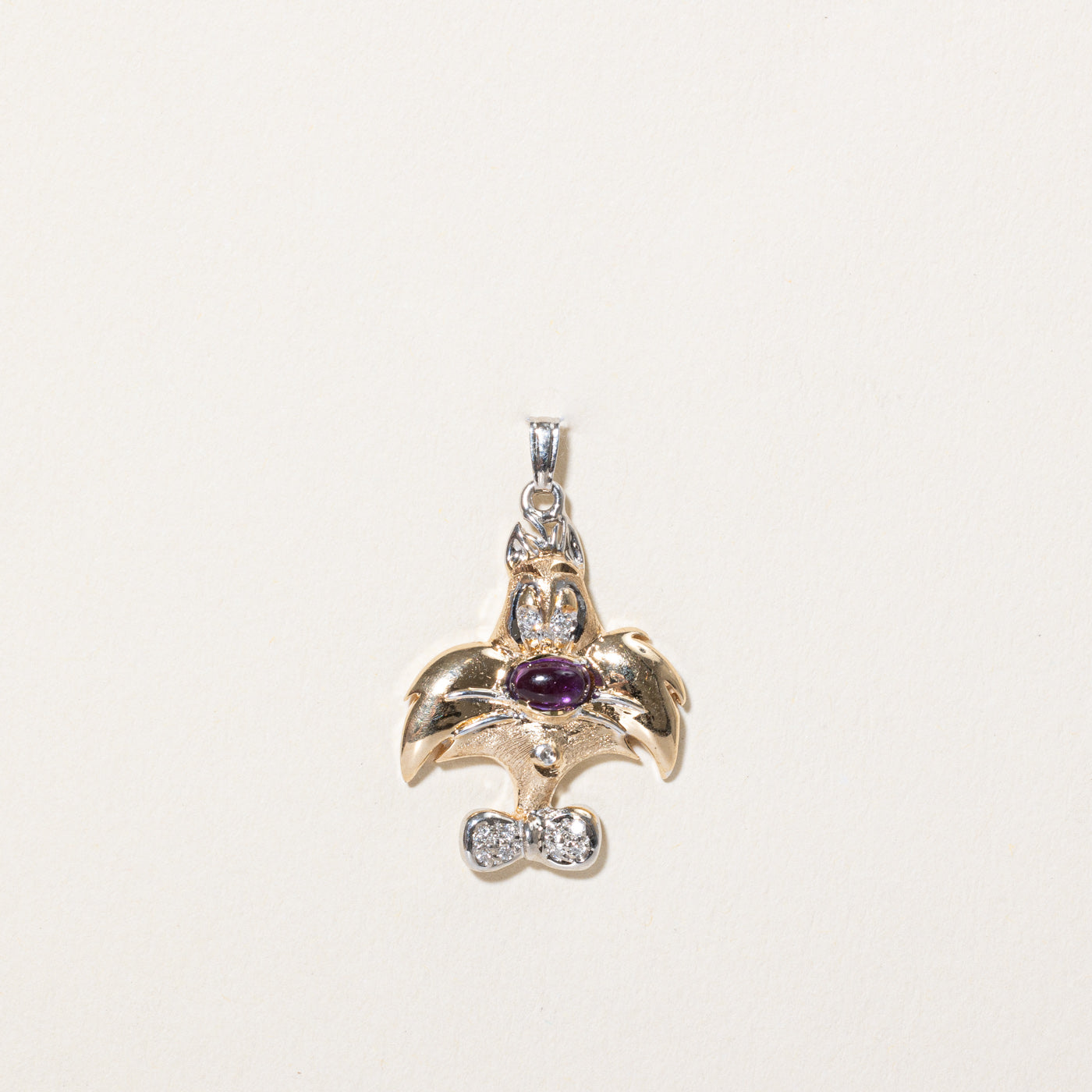 Amethyst & Diamond Sylvester the Cat Pendant | 0.25ct, 0.06ctw |