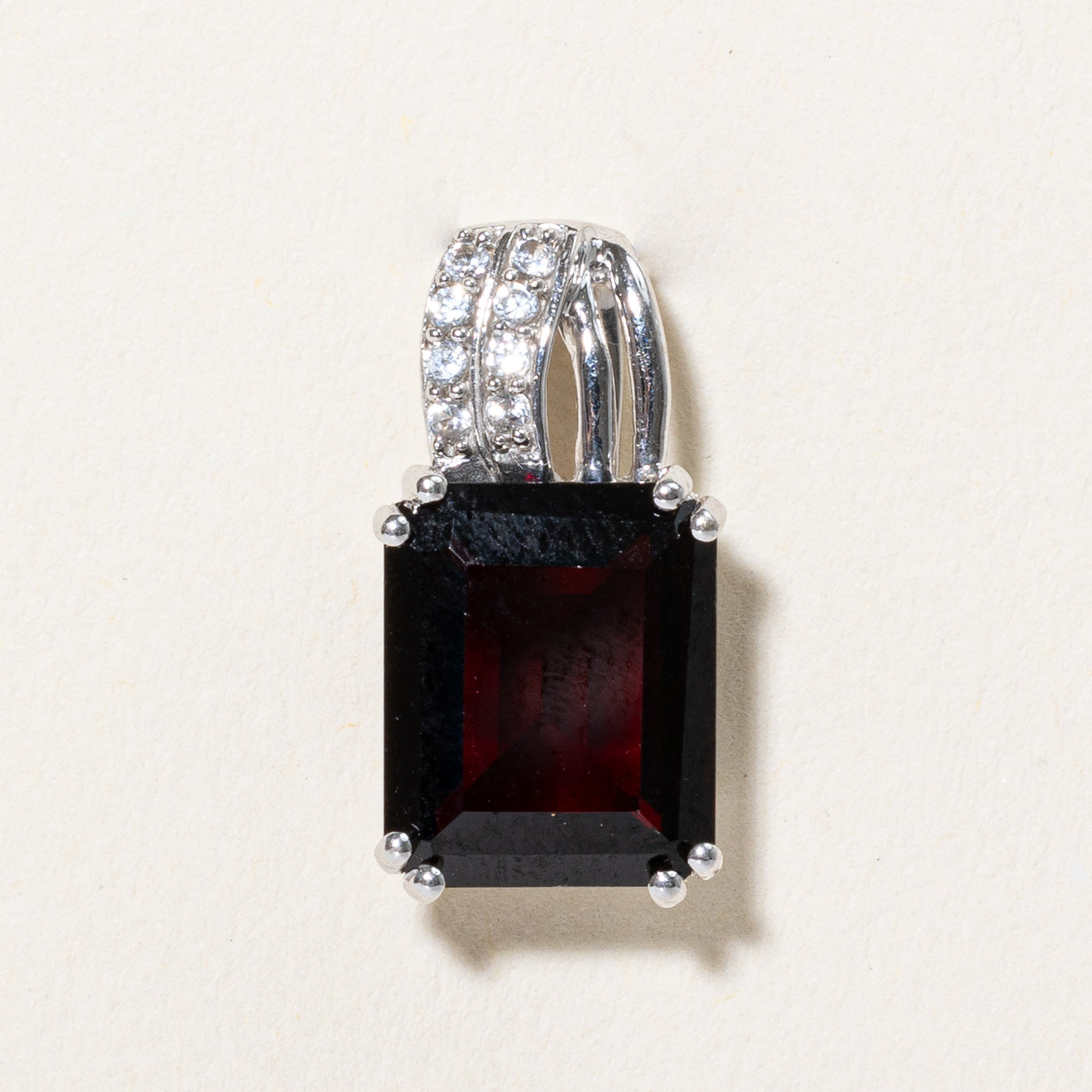 Garnet & Synthetic Colourless Sapphire Pendant | 4.10ct, 0.05ctw |