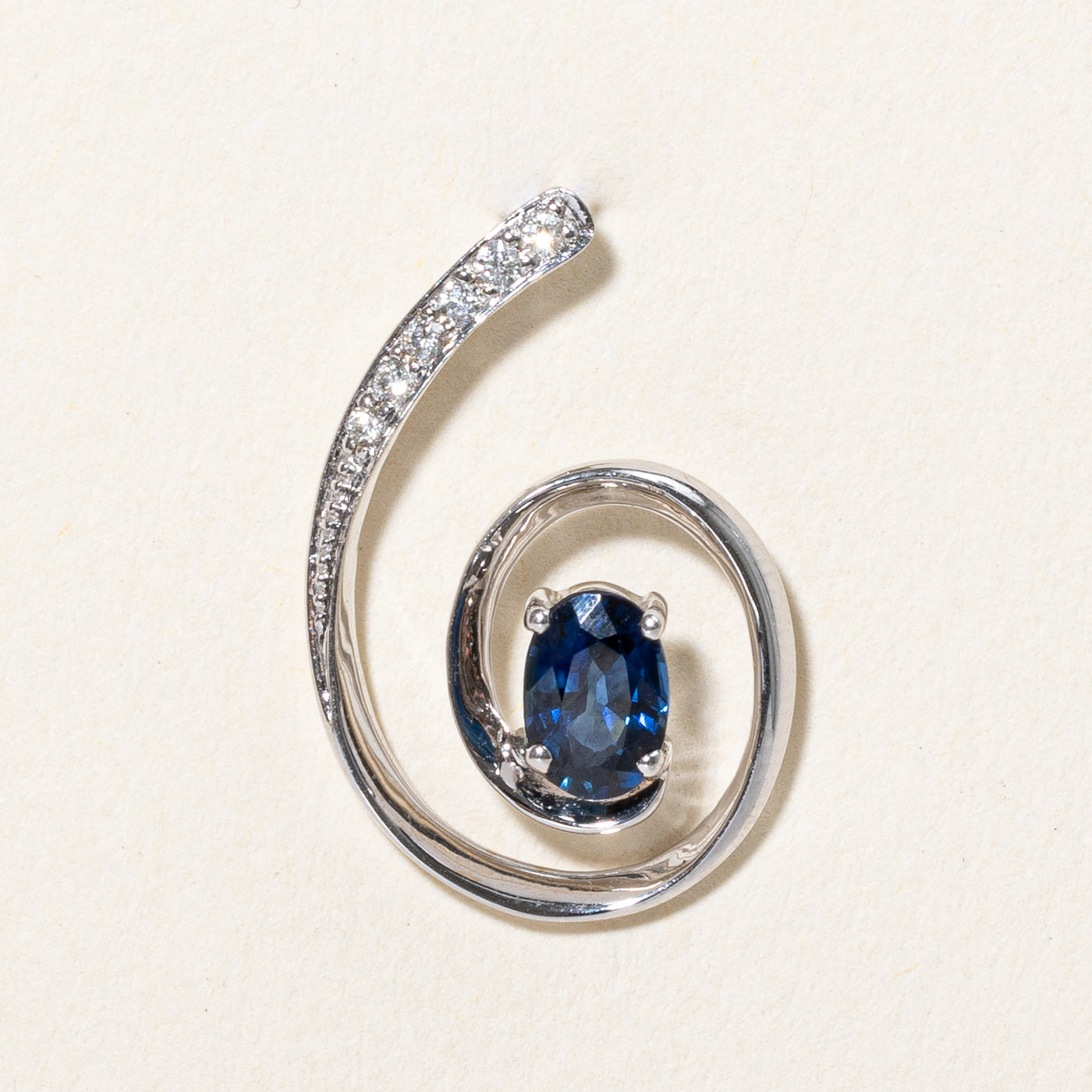 Sapphire & Diamond Spiral Pendant | 0.55ct, 0.03ctw |