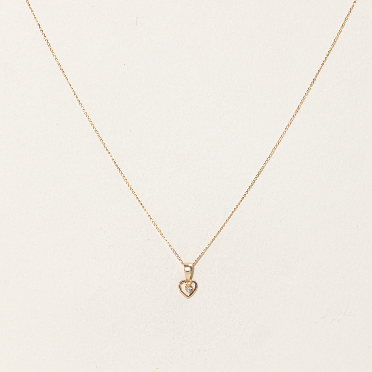 10k Diamond Plain Heart Pendant Necklace | 17"