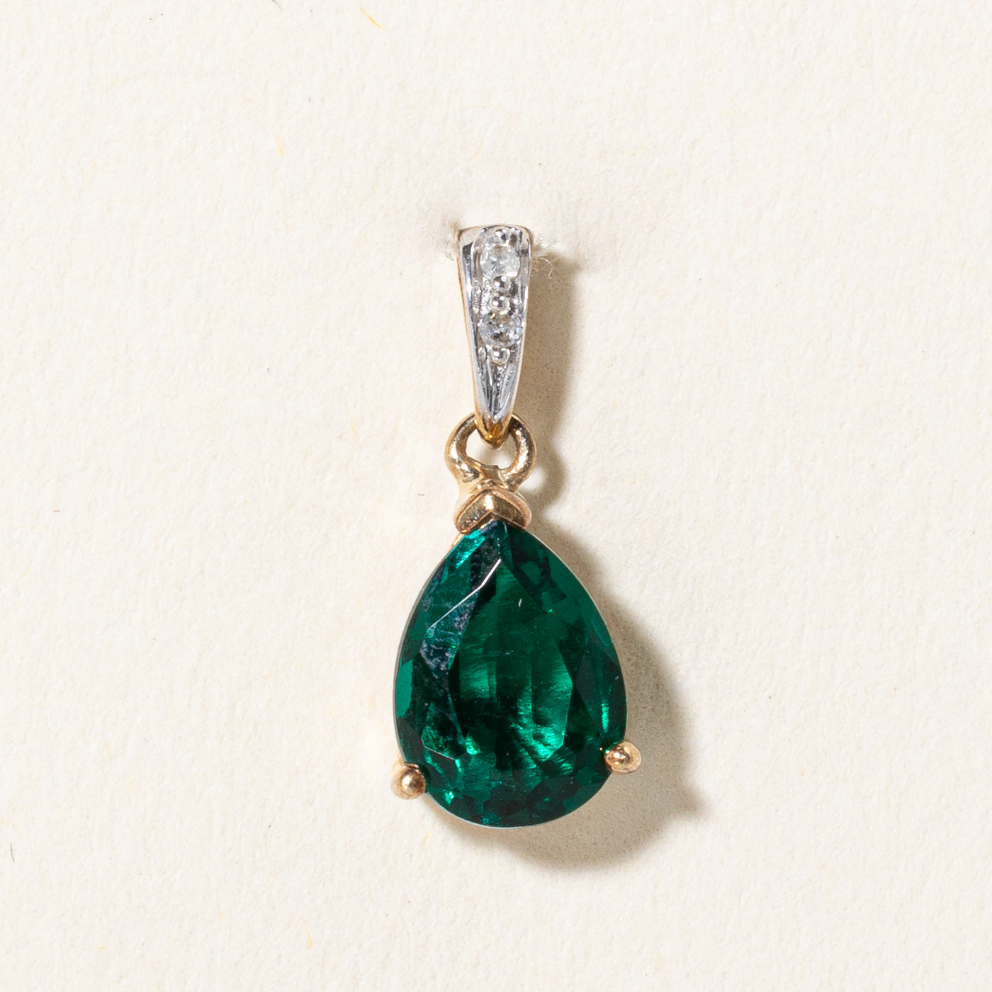 Synthetic Emerald & Diamond Pendant | 1.25ct, 0.01ctw |